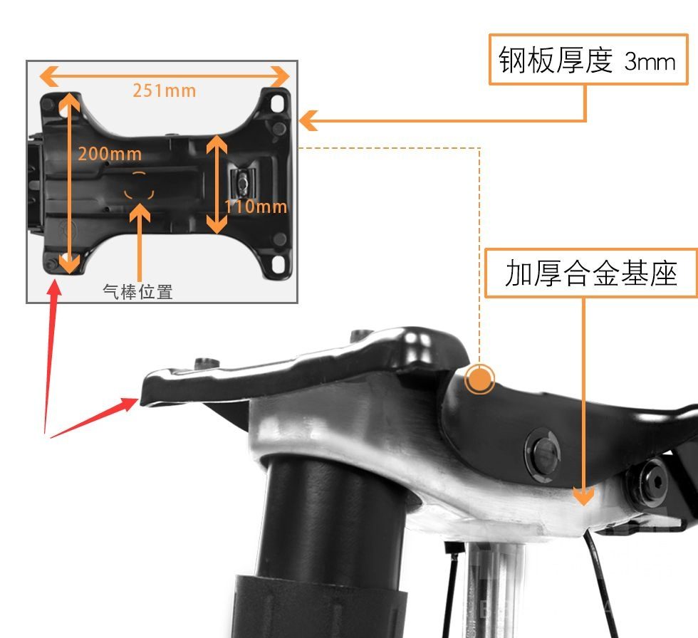 钢板厚 3mm 的护板与加厚合金基底,护板厚度是能直接量的一处